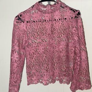 FashionNova lacy pink long sleeve top